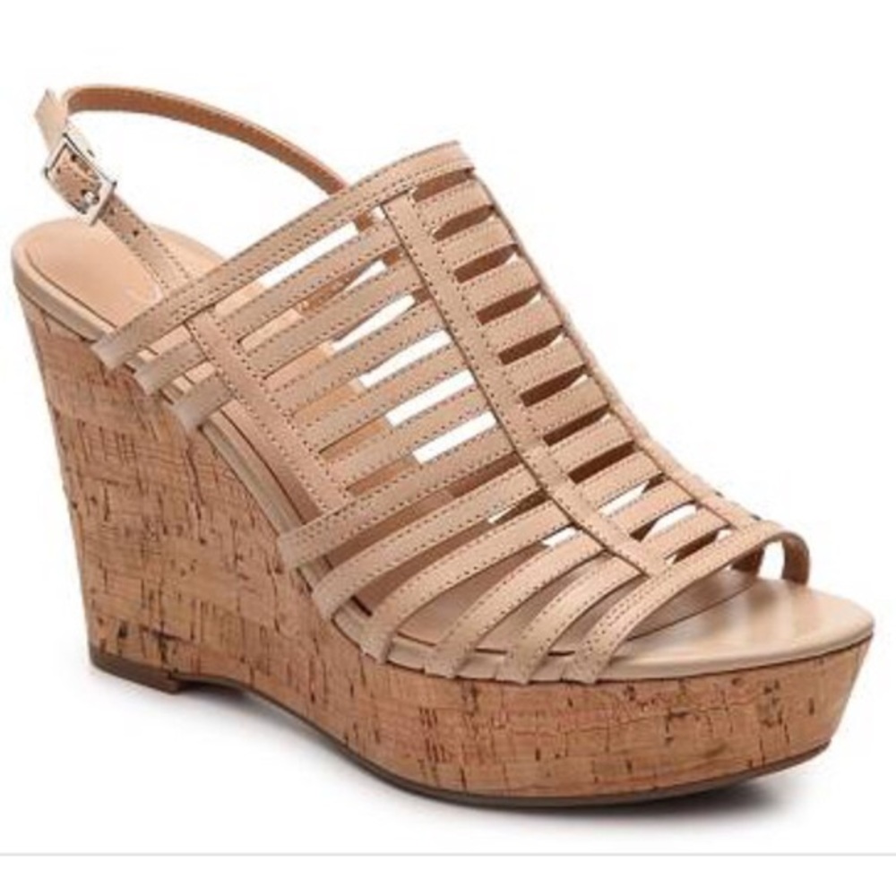 Franco Sarto nude wedge heels